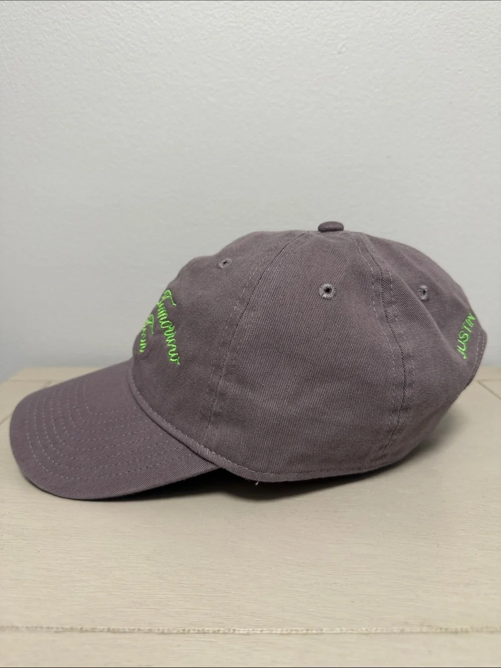 Justin Timberlake The Forget Tomorrow World Tour Hat Gray Green Embroidered Cap